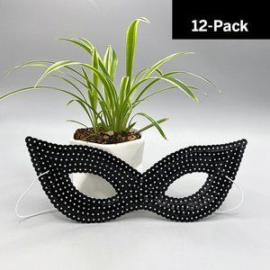 Black Sequin Masks - 12 Pack